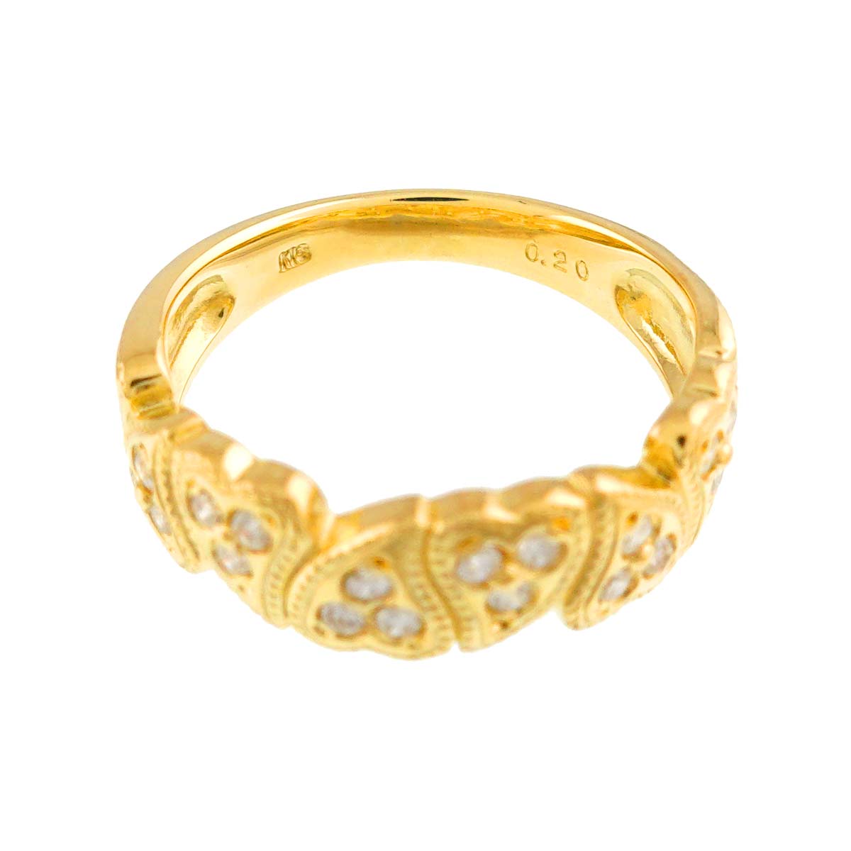 Diamond 0.20ct Ring 18K YG Yellow Gold 750 Size5.75-6(US)
