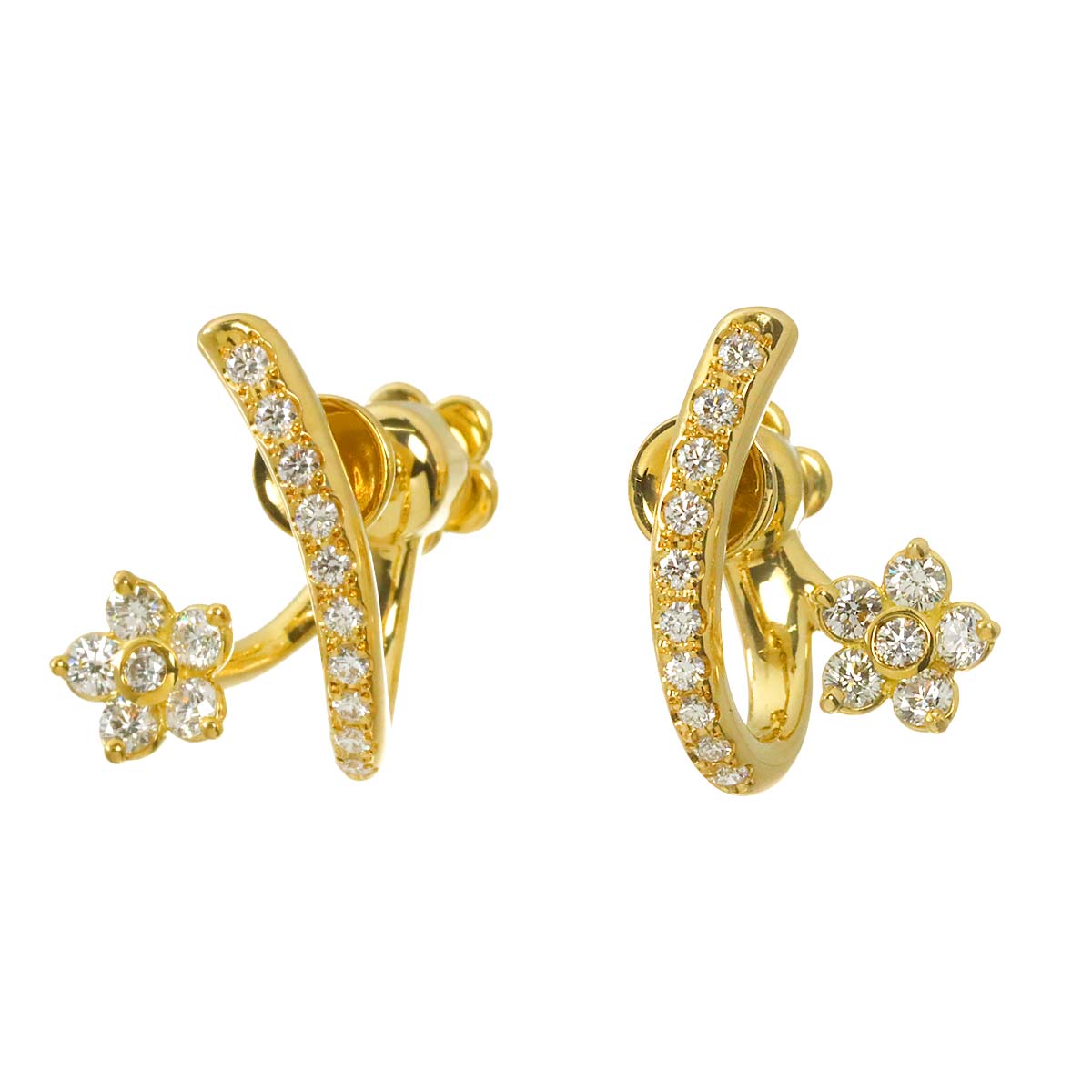 Diamond 0.64ct Earrings 18K K18 YG 750