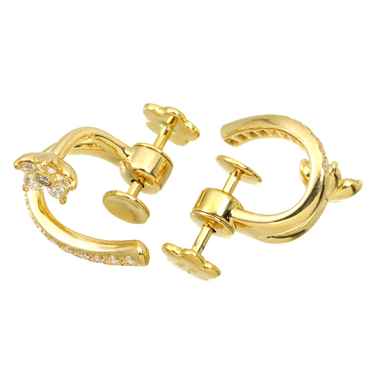 Diamond 0.64ct Earrings 18K K18 YG 750