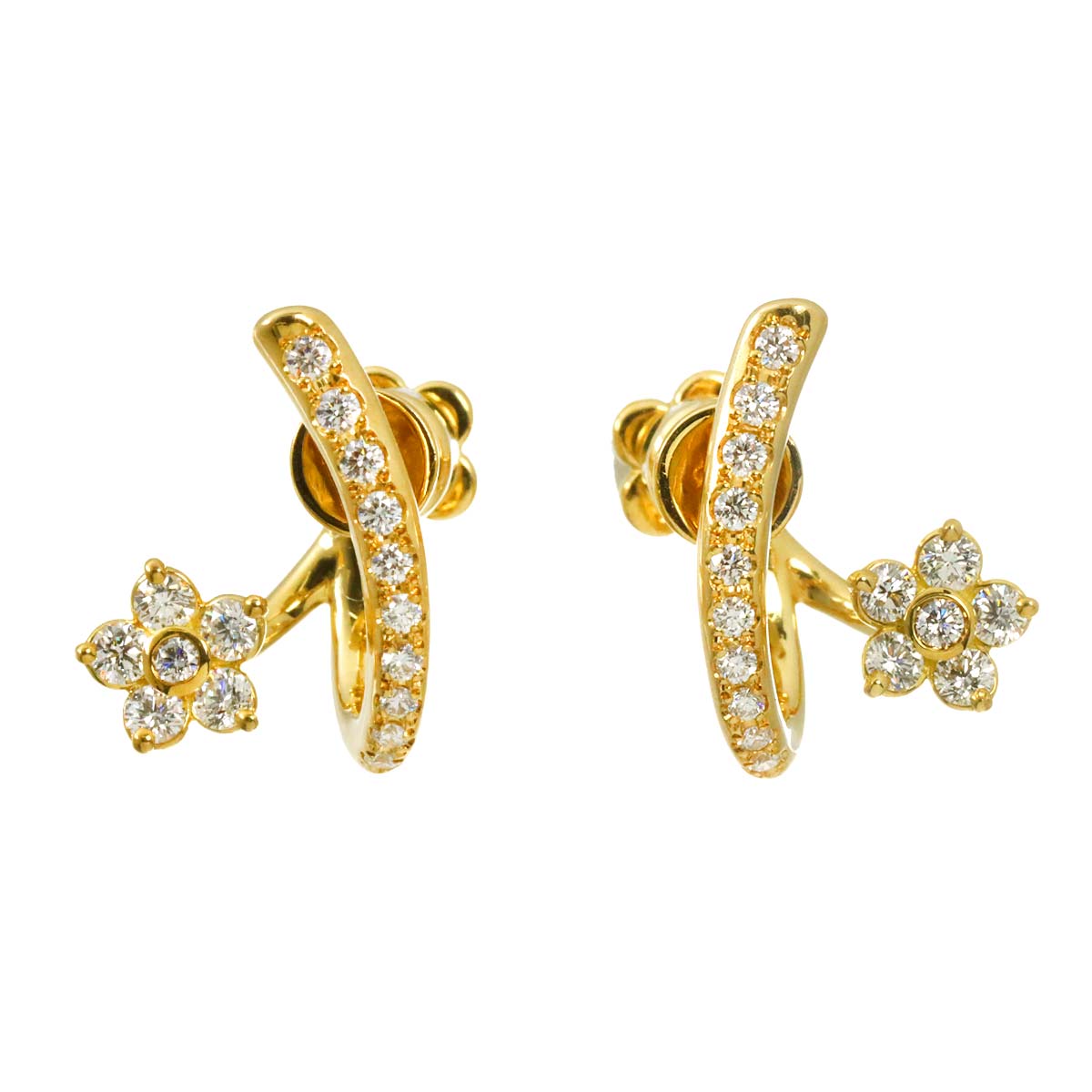 Diamond 0.64ct Earrings 18K K18 YG 750