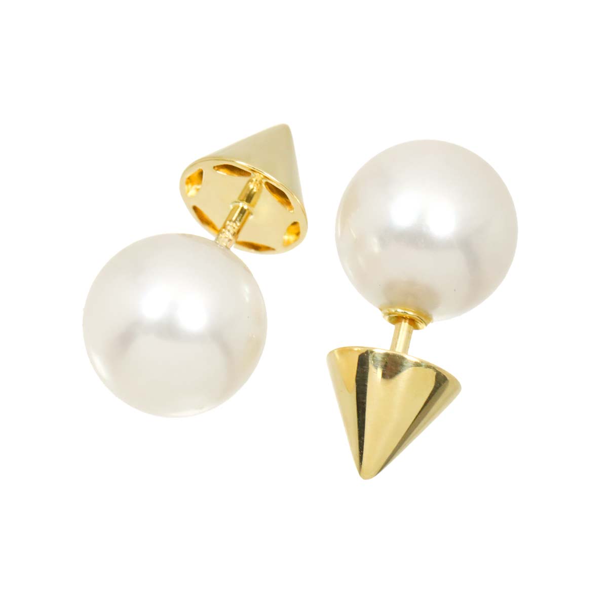 Akoya Pearl 7.9mm Earrings Pierced 18K YG 750