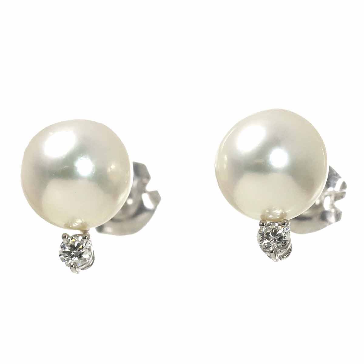 Akoya Pearl Diamond 0.07ct/0.07ct Earrings Pierced 18K WG 750