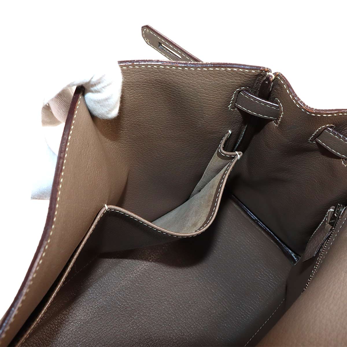 Kelly 32 Taurillon Clemence Etoupe 2way Hand Shoulder Bag