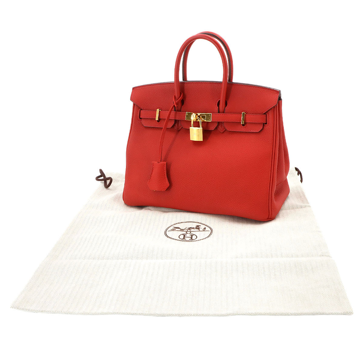 Birkin 25 Togo Leather Geranium Hand Bag Purse