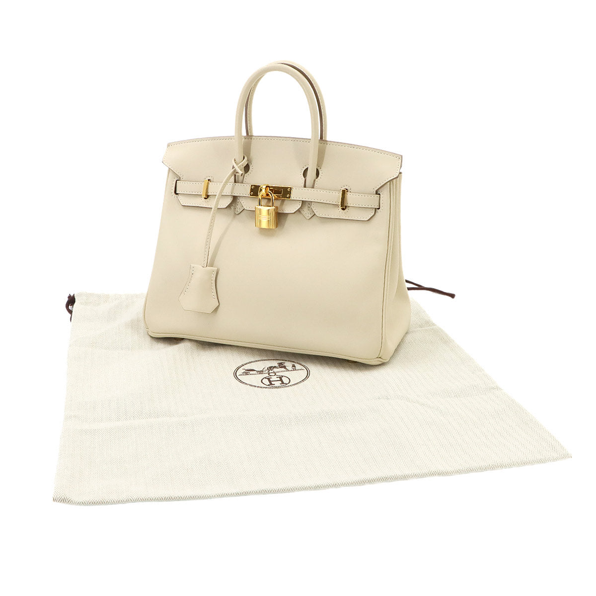 Birkin 25 Hand Bag Veau Swift Craie X Purse