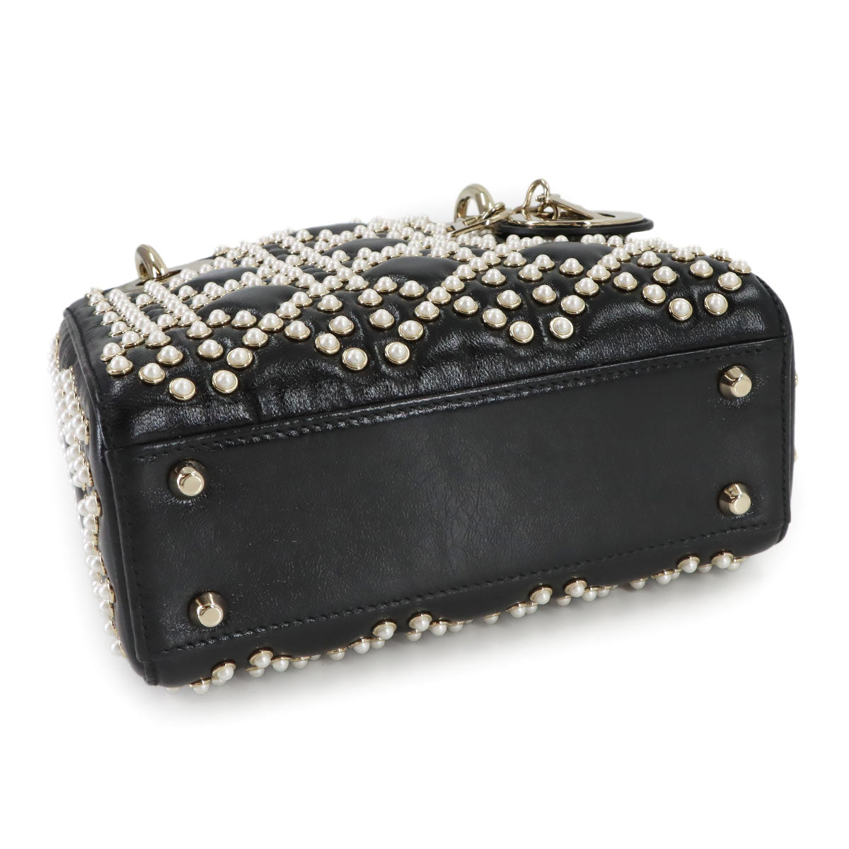 Cannage Lady Dior Mini Hand Shoulder Bag Leather Black