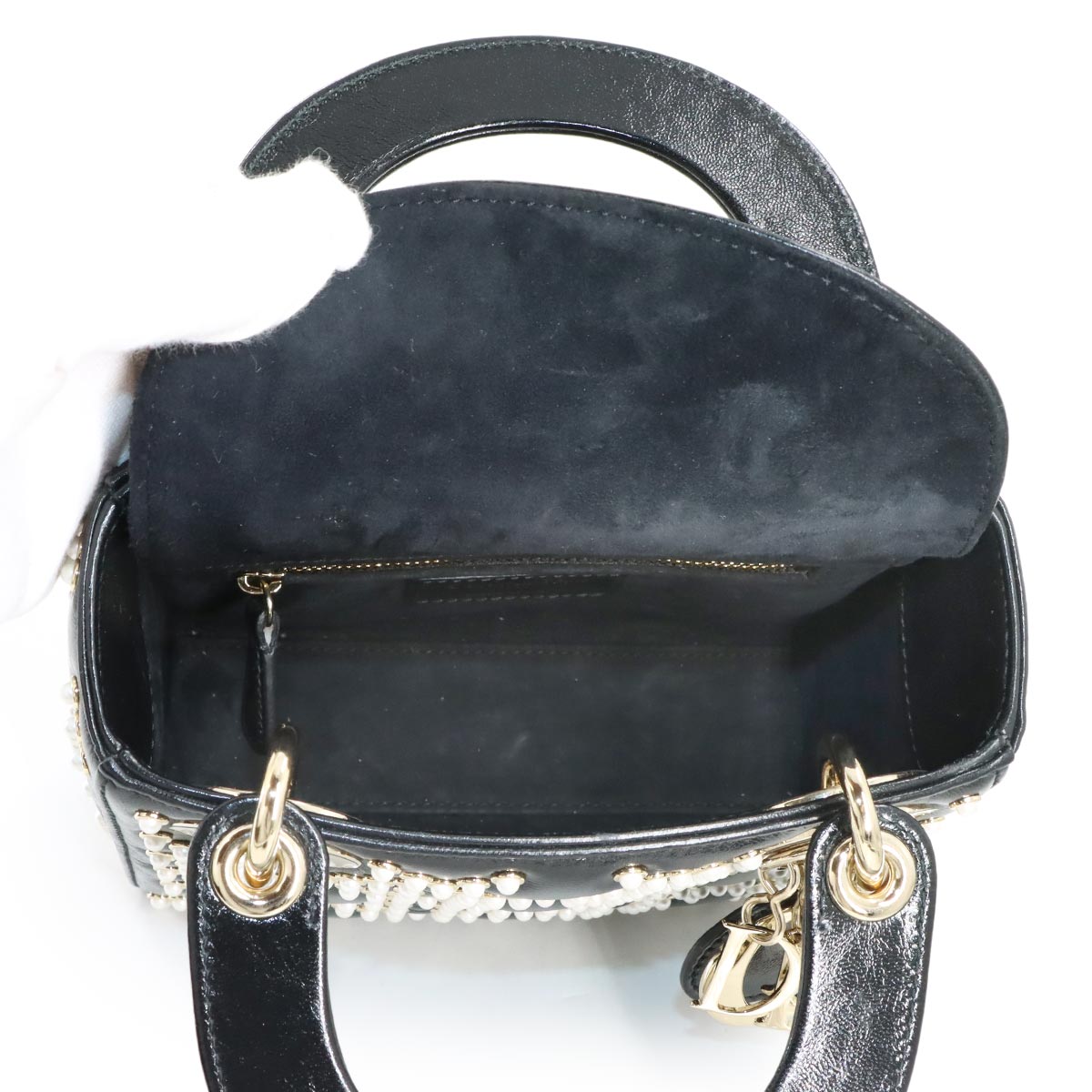 Cannage Lady Dior Mini Hand Shoulder Bag Leather Black