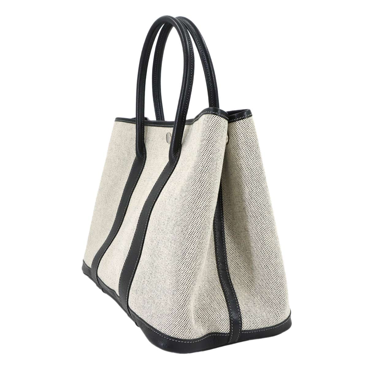 Garden Party PM Tote Bag Toile H Leather Black Gray