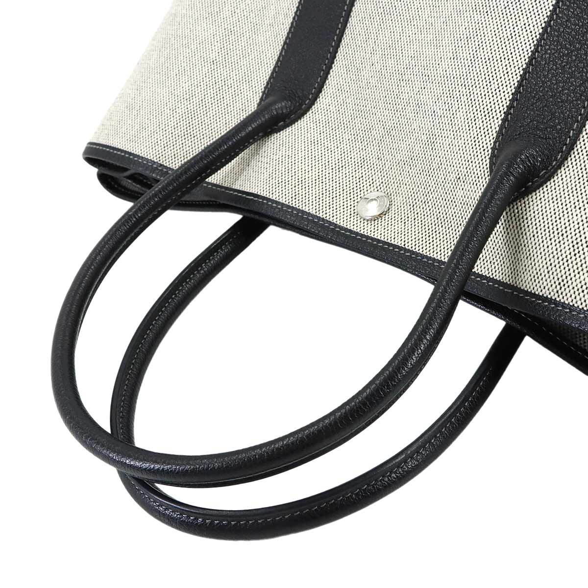 Garden Party PM Tote Bag Toile H Leather Black Gray