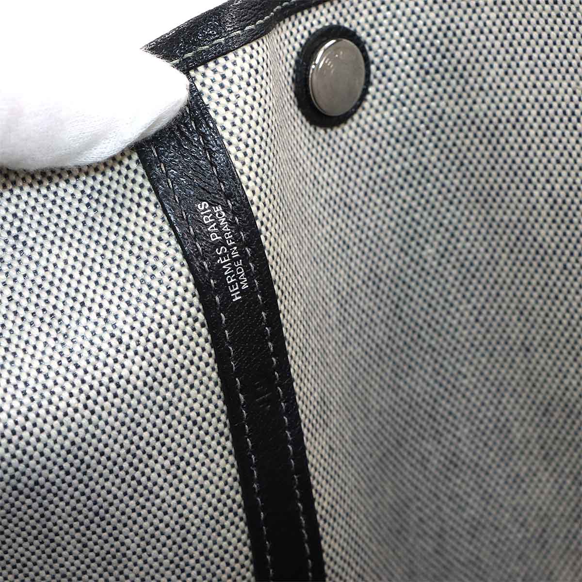 Garden Party PM Tote Bag Toile H Leather Black Gray