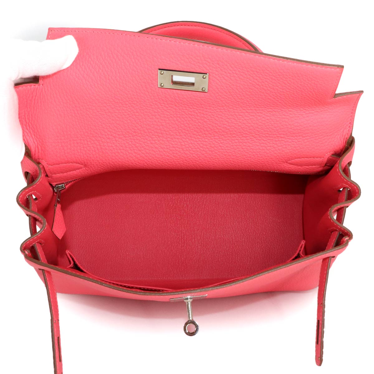 Kelly 28 2way Hand Shoulder Bag Veau Togo Rose Lipstick Purse