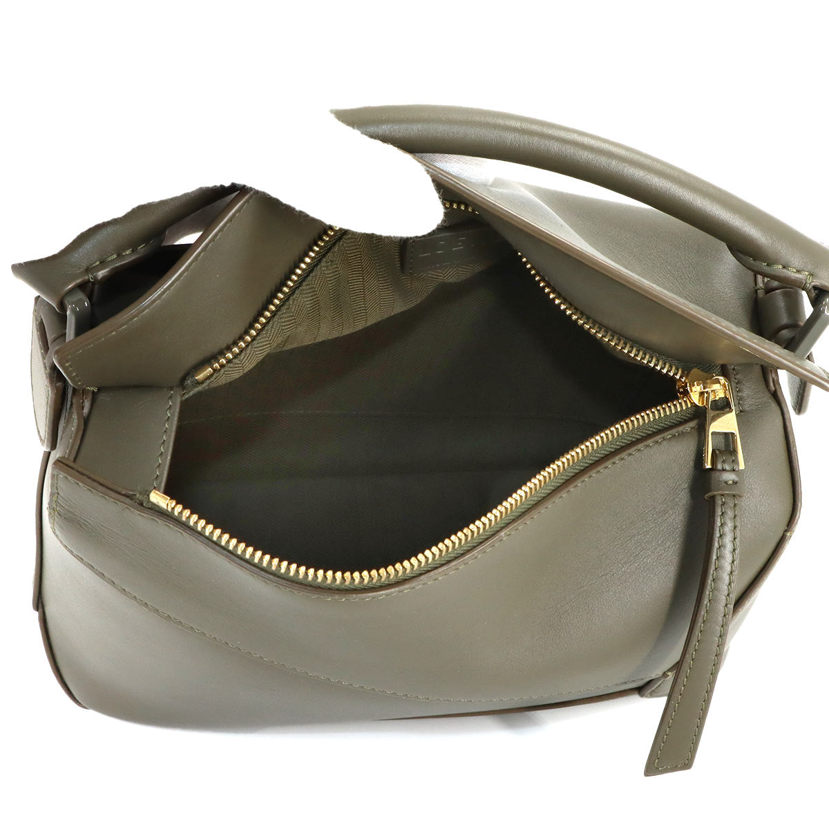 Pazzle Bag Small Hand Shoulder Bag Leather Khaki Purse