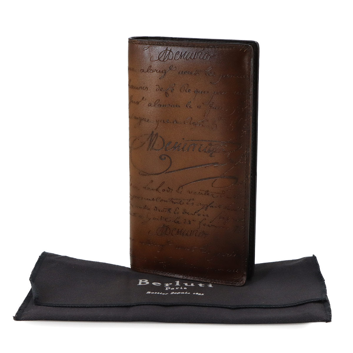 Calligraphy Long Wallet Venetian Leather Brown