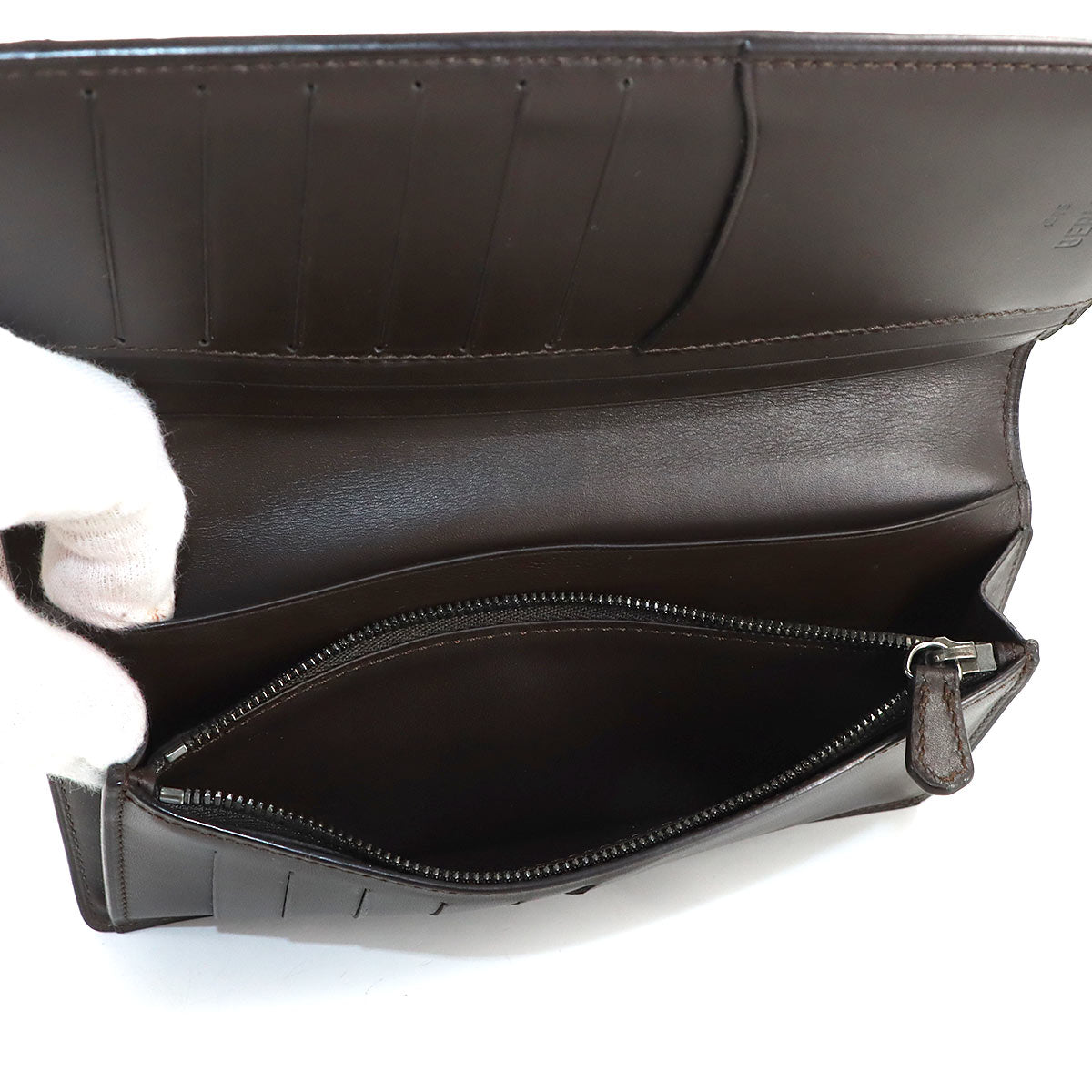 Calligraphy Long Wallet Venetian Leather Brown