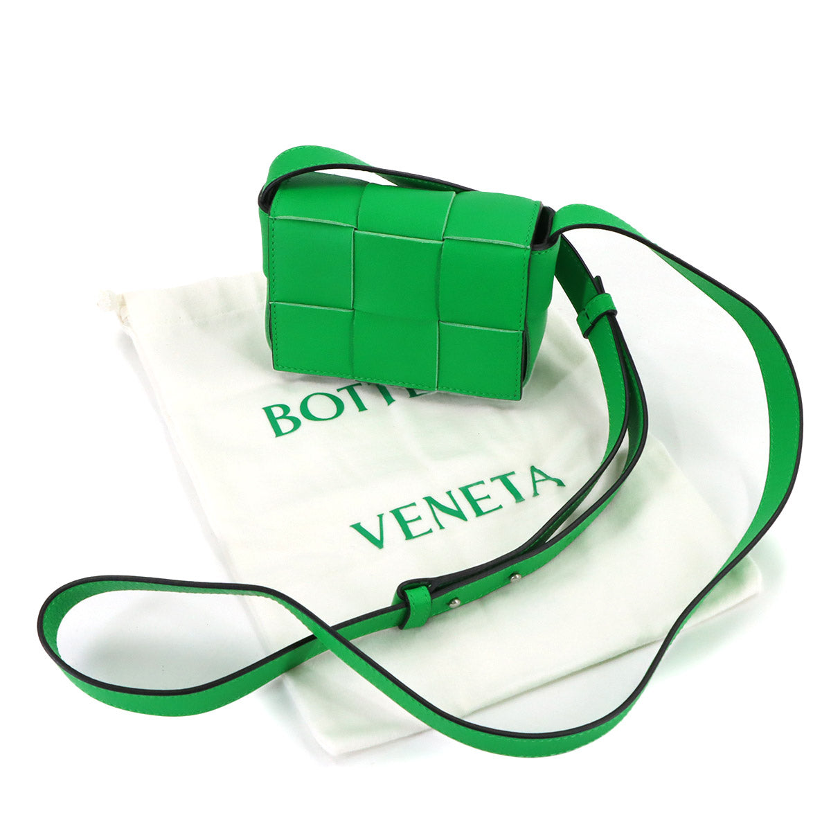 Intrecciato Candy Cassette Shoulder Bag Leather Green