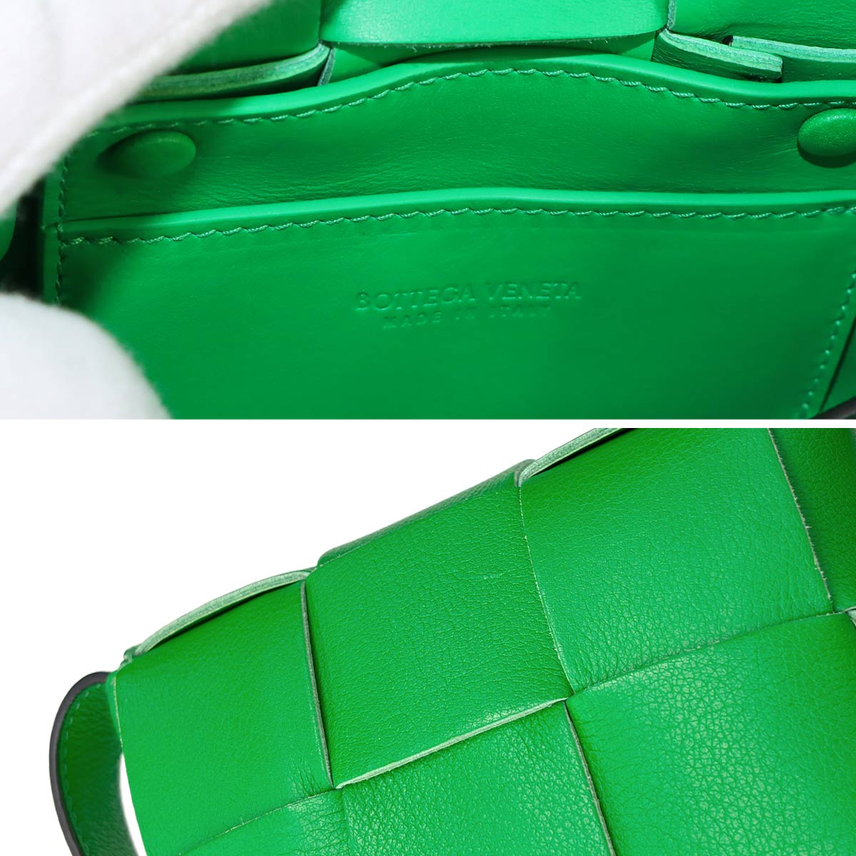 Intrecciato Candy Cassette Shoulder Bag Leather Green