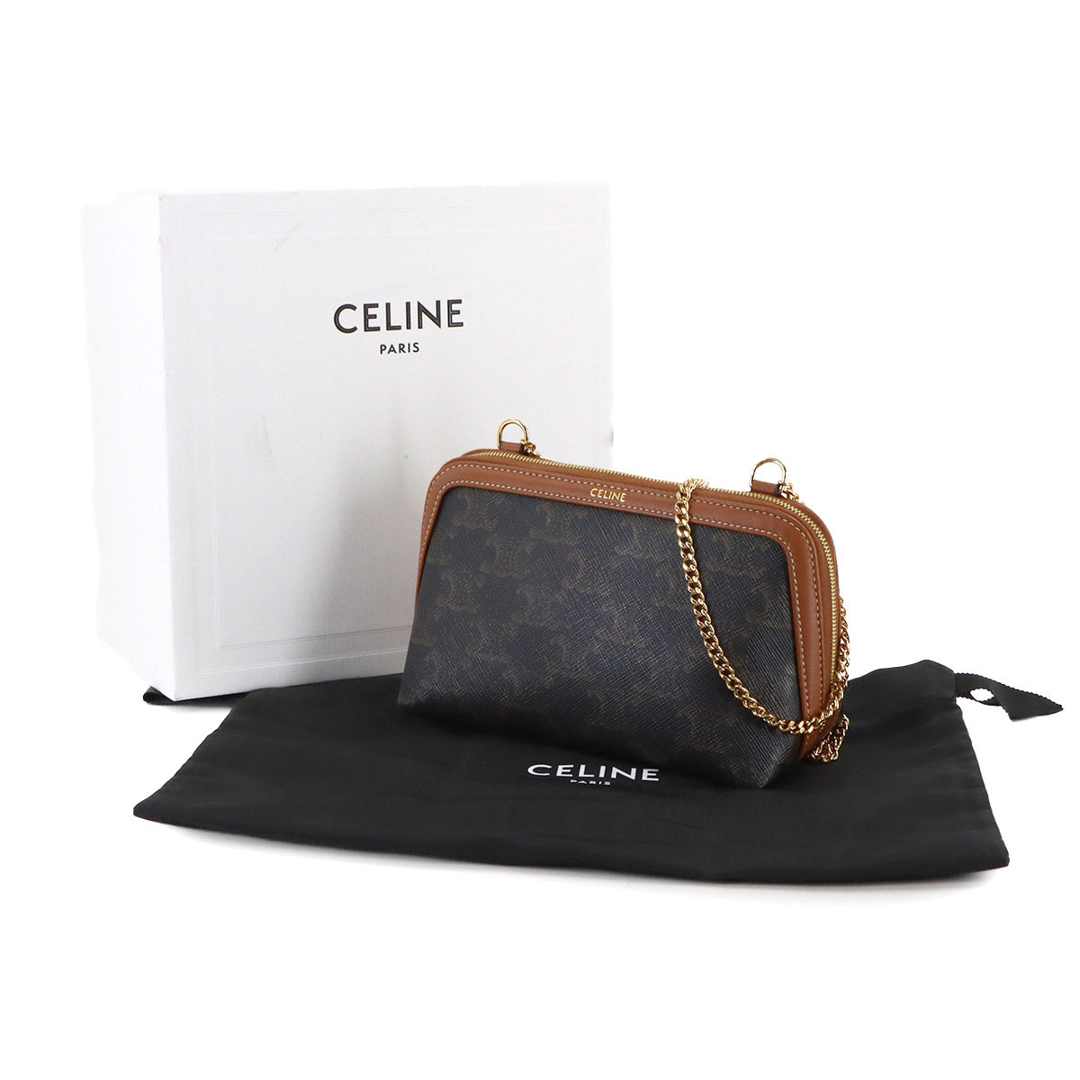 Triomphe Chain Shoulder Bag PVC Leather 10E382CBX