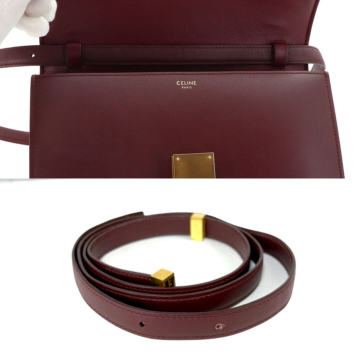 Classic Box Medium Shoulder Bag Leather Bordeaux 189173 Purse