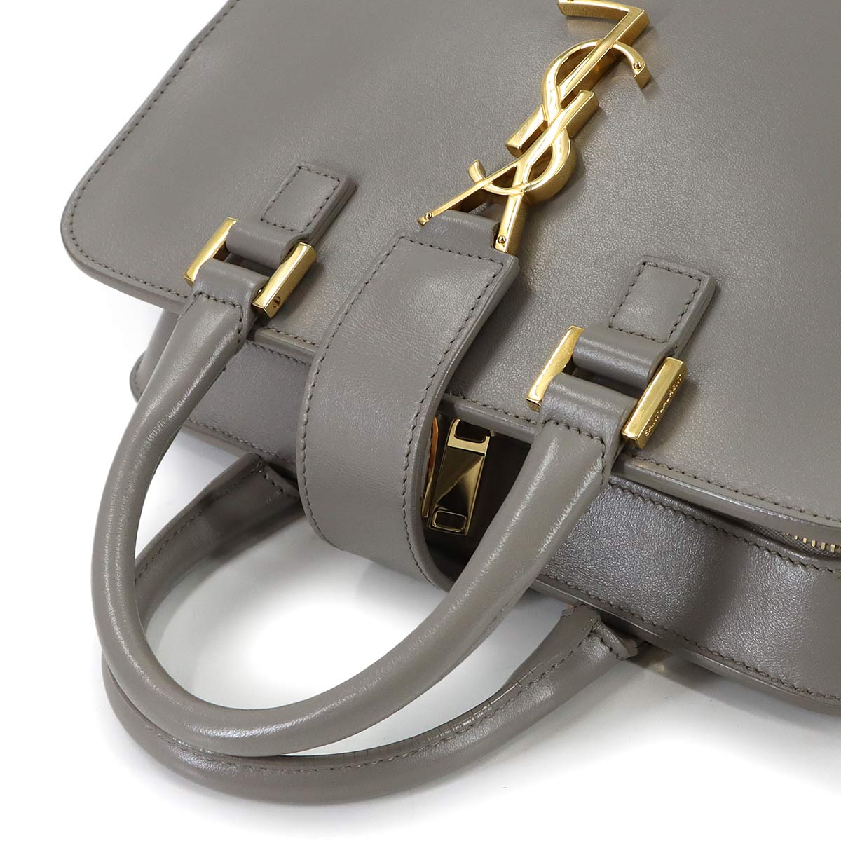 Baby Cabas Hand Shoulder Bag Leather Gray 568853