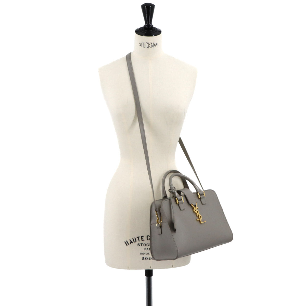 Baby Cabas Hand Shoulder Bag Leather Gray 568853