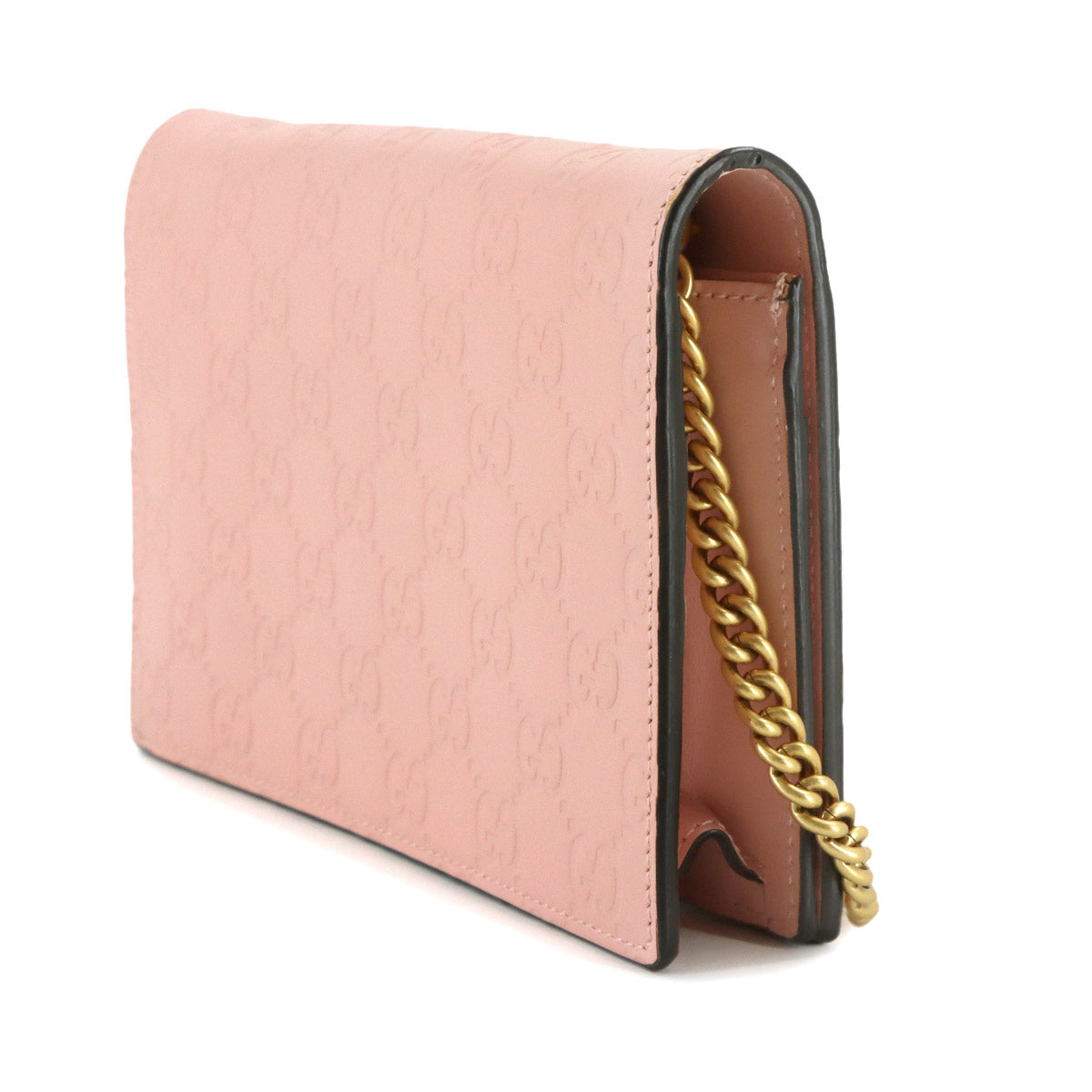 Guccissima Linea Cat Chain Wallet Leather Pink 548060