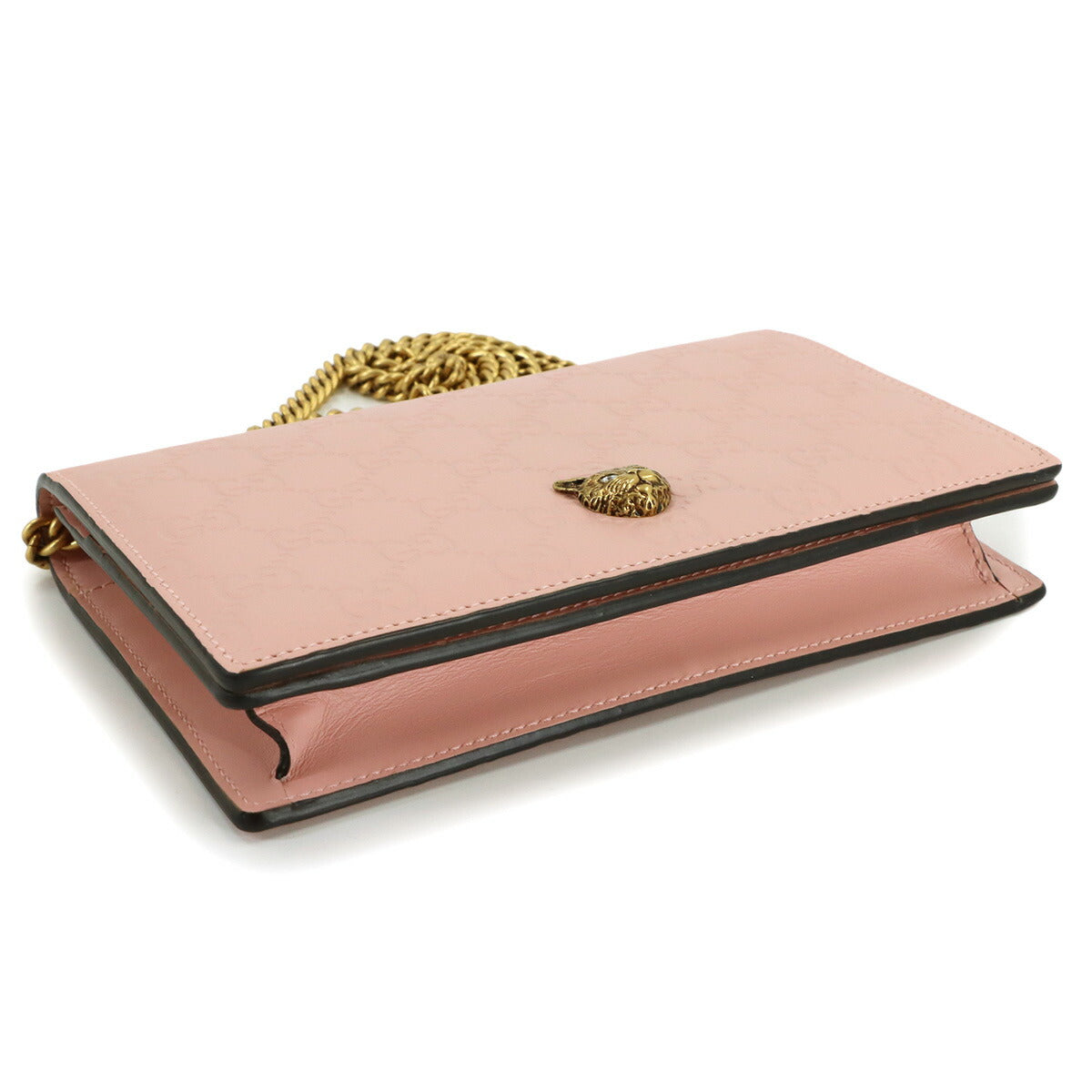 Guccissima Linea Cat Chain Wallet Leather Pink 548060