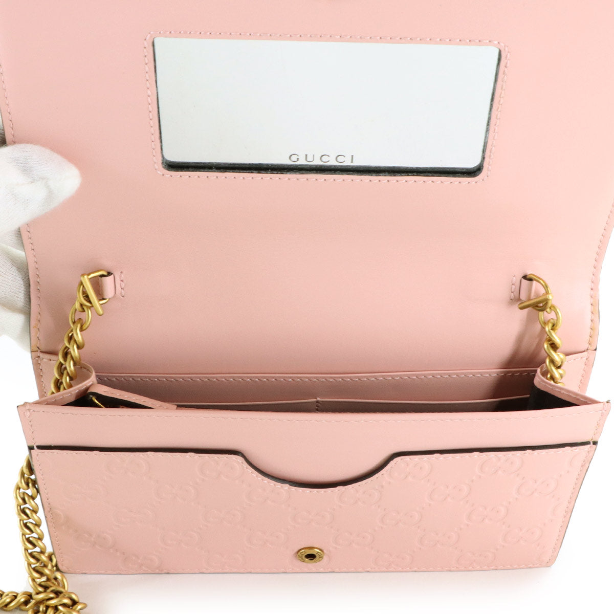 Guccissima Linea Cat Chain Wallet Leather Pink 548060