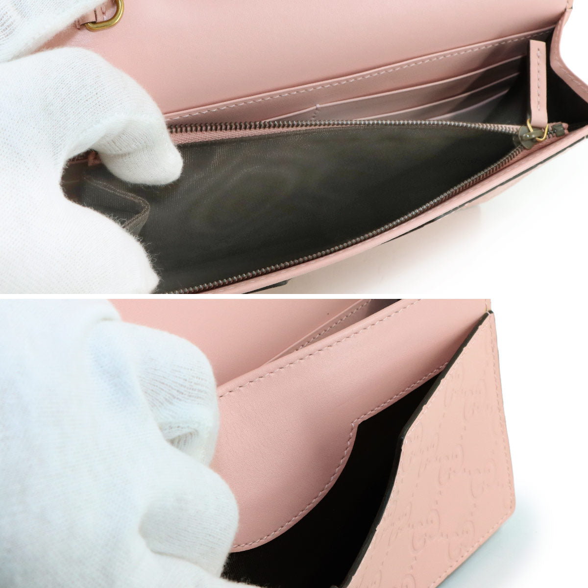 Guccissima Linea Cat Chain Wallet Leather Pink 548060