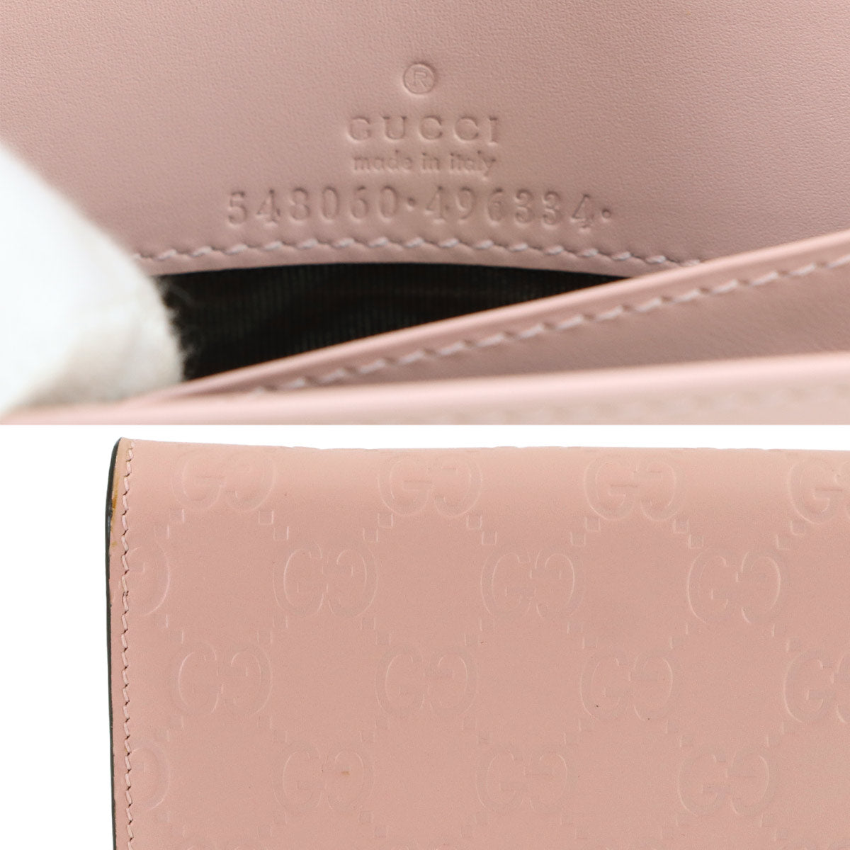 Guccissima Linea Cat Chain Wallet Leather Pink 548060
