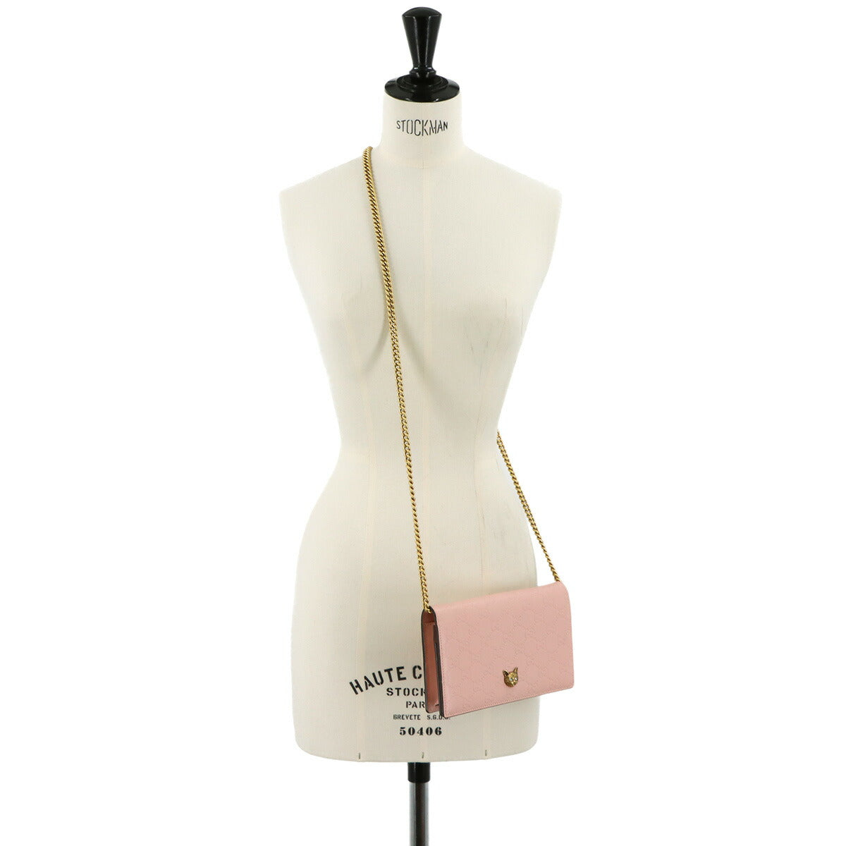 Guccissima Linea Cat Chain Wallet Leather Pink 548060