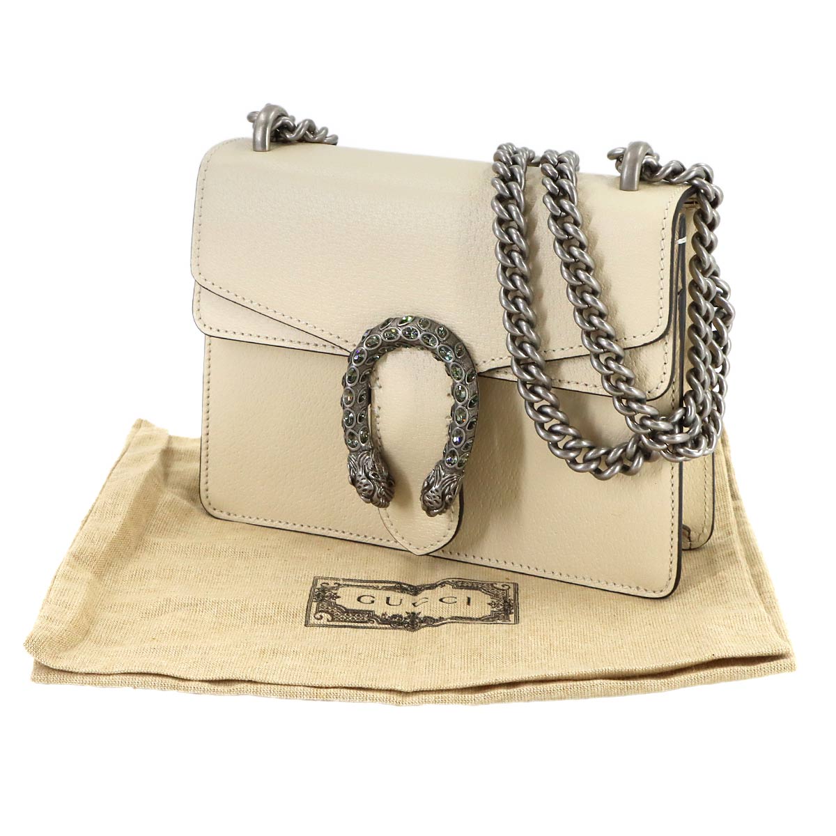 Dionysus Chain Shoulder Bag Leather White 421970