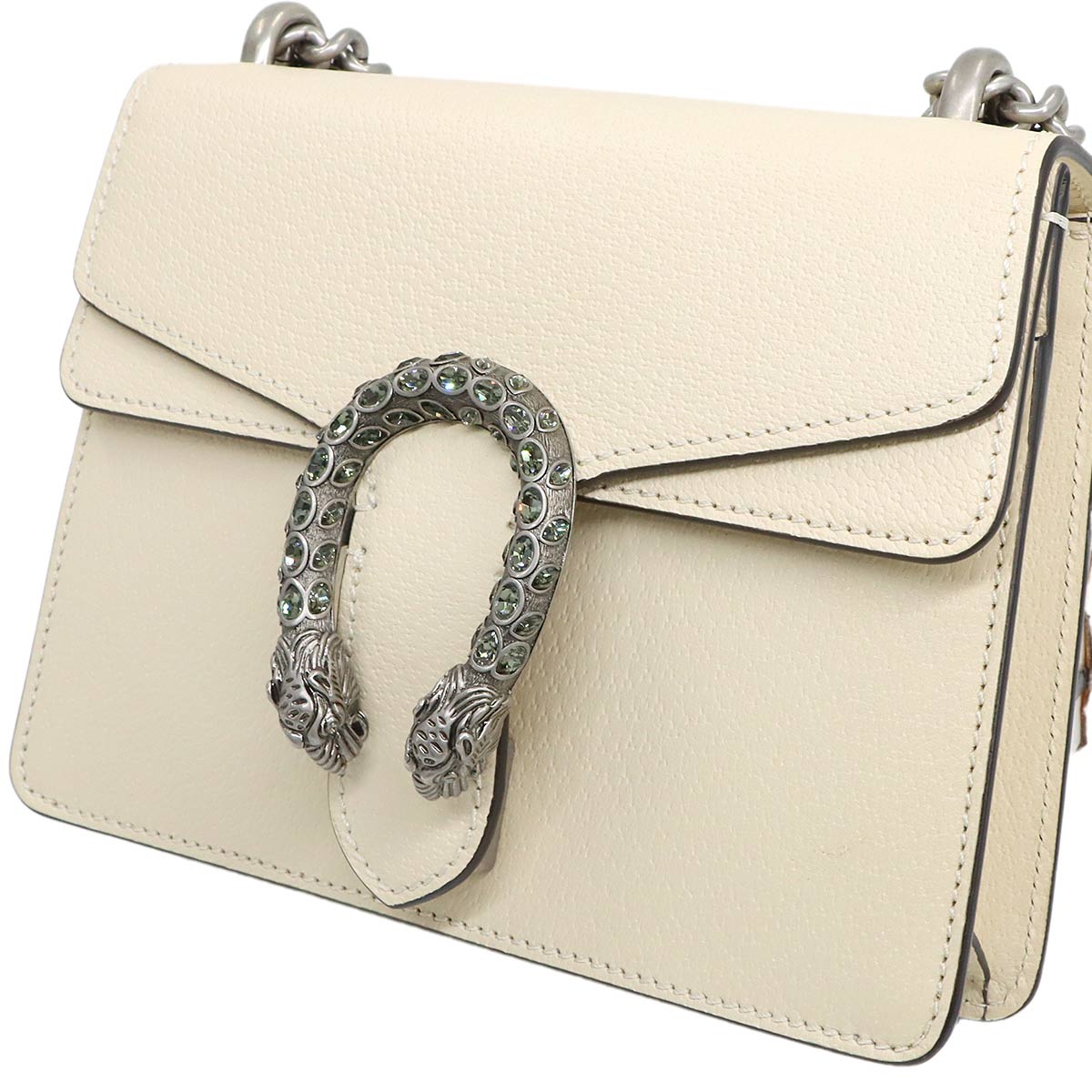Dionysus Chain Shoulder Bag Leather White 421970