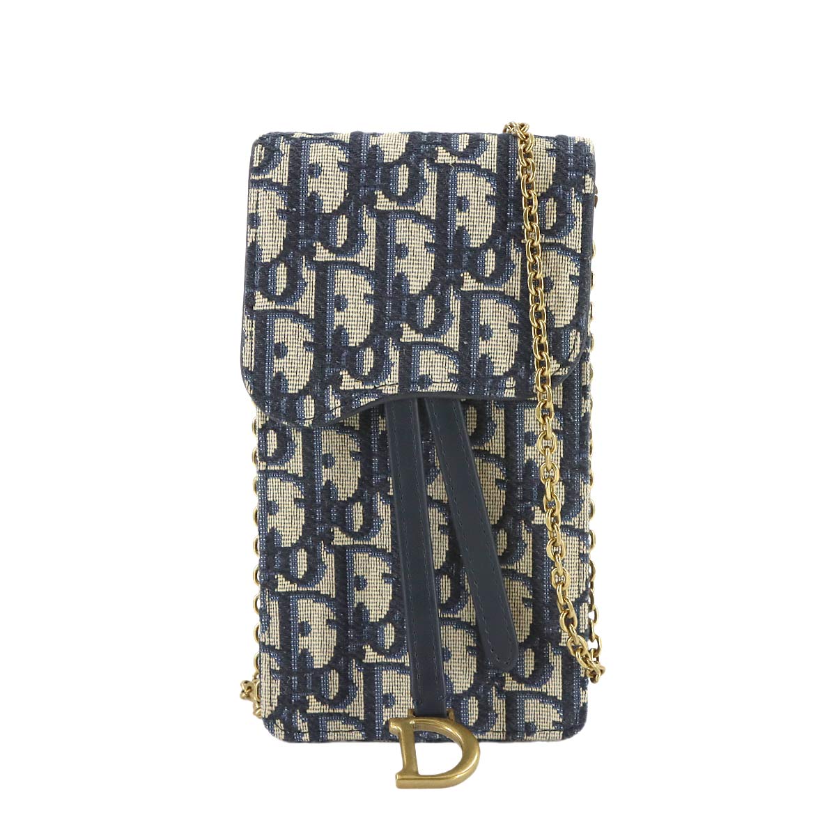 Oblique Vertical Saddle Chain Shoulder Bag Canvas