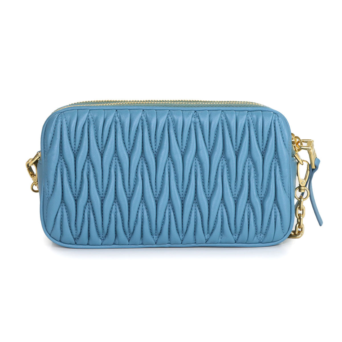 Matelasse Chain Shoulder Bag Leather Blue 5BP045 Purse