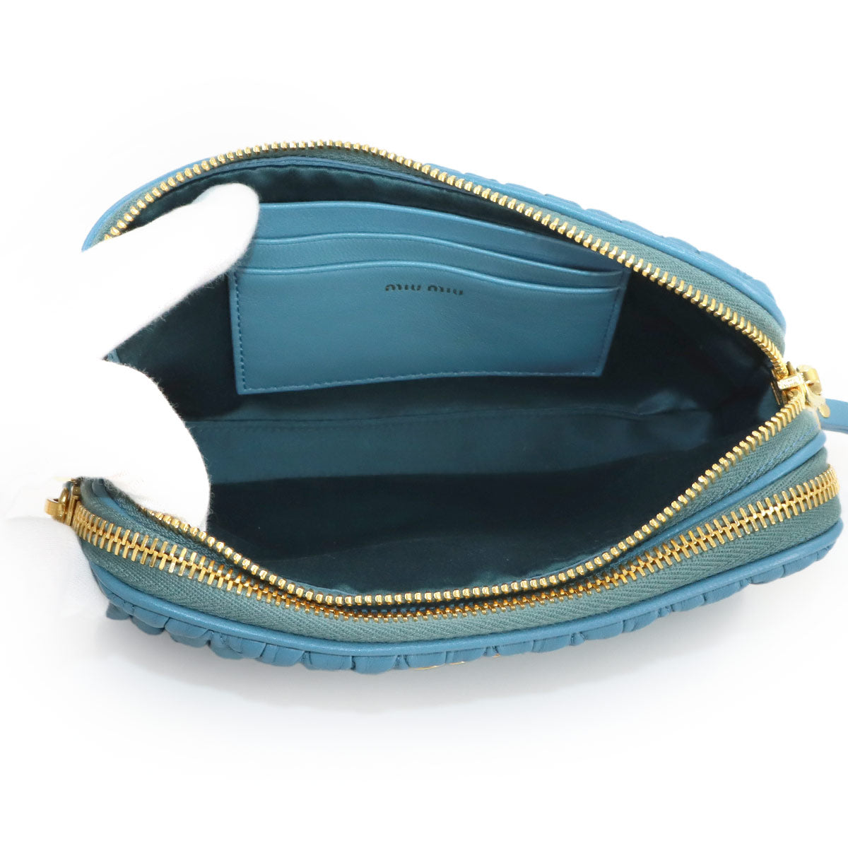 Matelasse Chain Shoulder Bag Leather Blue 5BP045 Purse