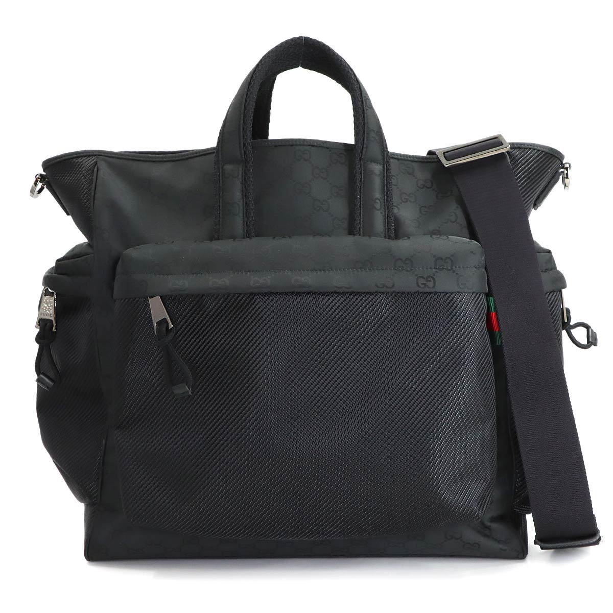 GG Nylon Tote Bag Leather Black 449178 Purse