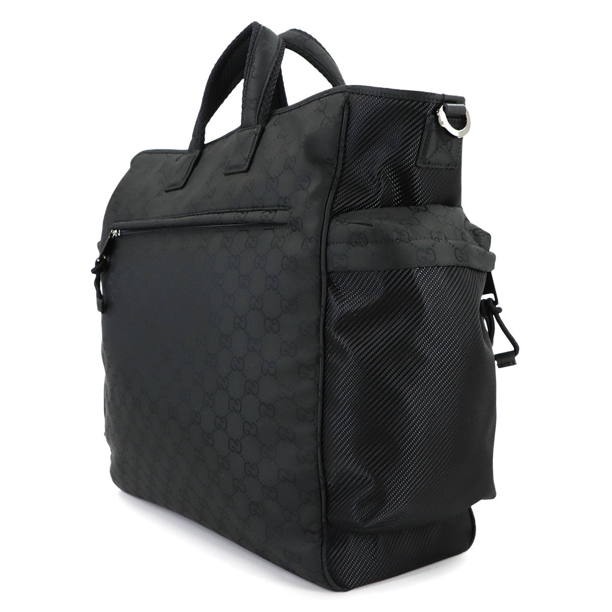 GG Nylon Tote Bag Leather Black 449178 Purse