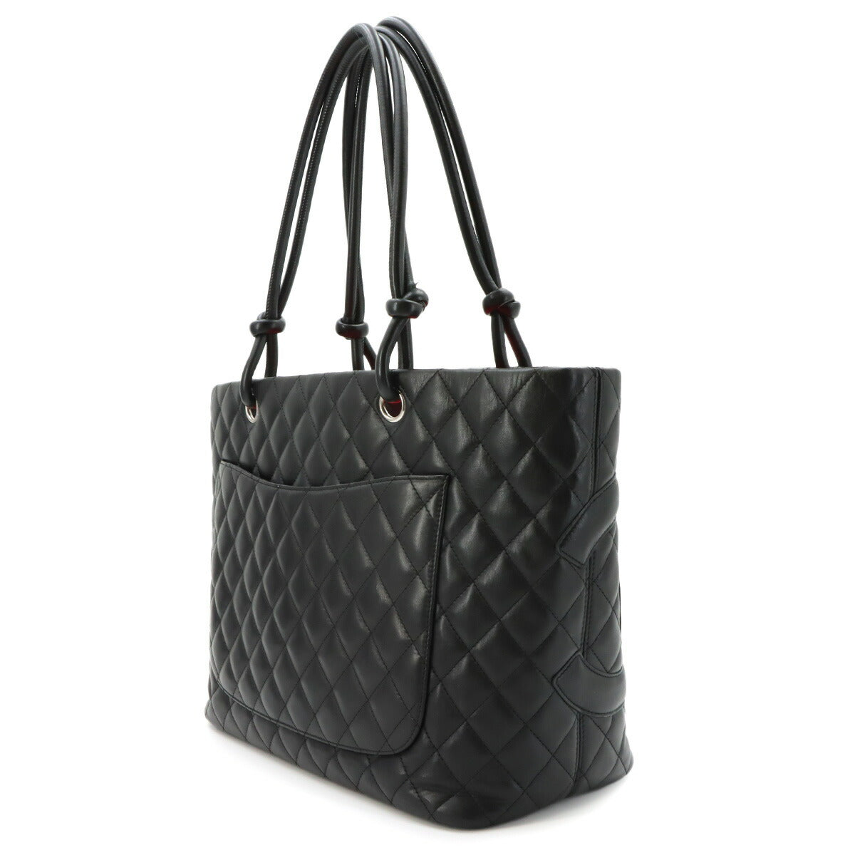 Cambon Line Large Tote Bag Leather Black A25169 Purse