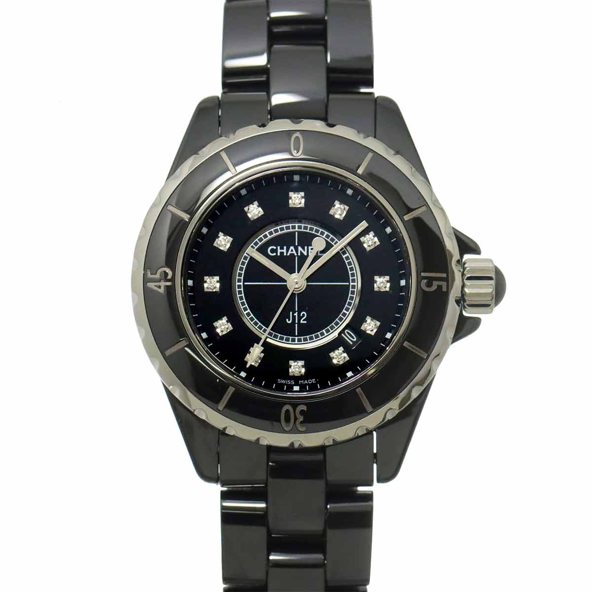 J12 H1625 12P Diamond Quartz Black Dial Ladies Watch