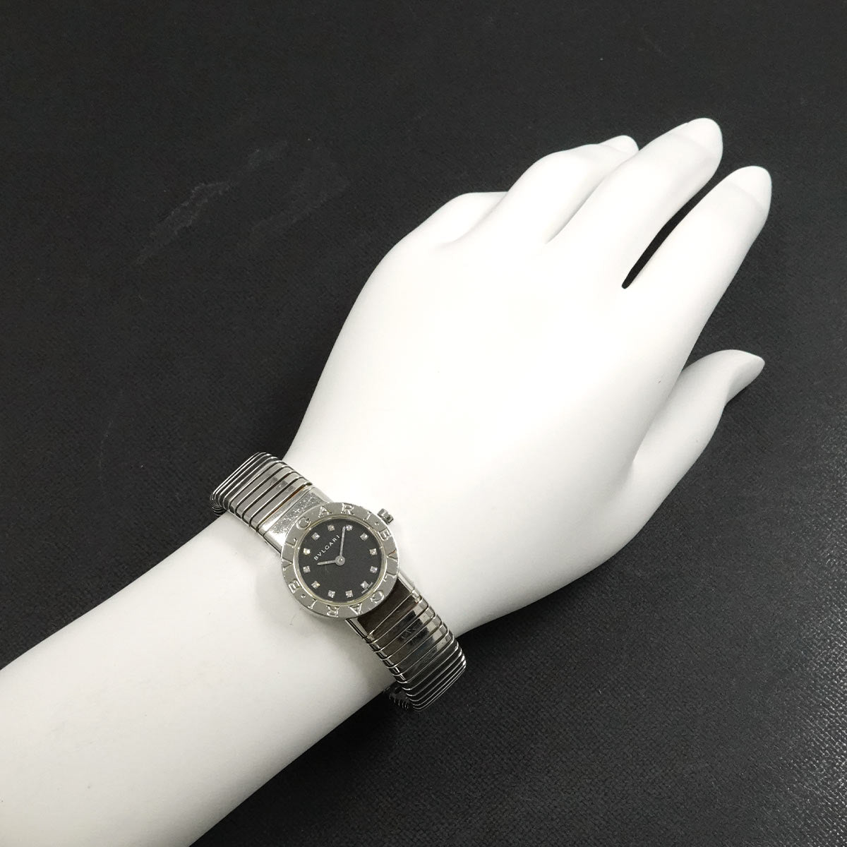 BVLGARIBVLGARI Tubogas BB232TS 12P Diamond Black Dial Ladies