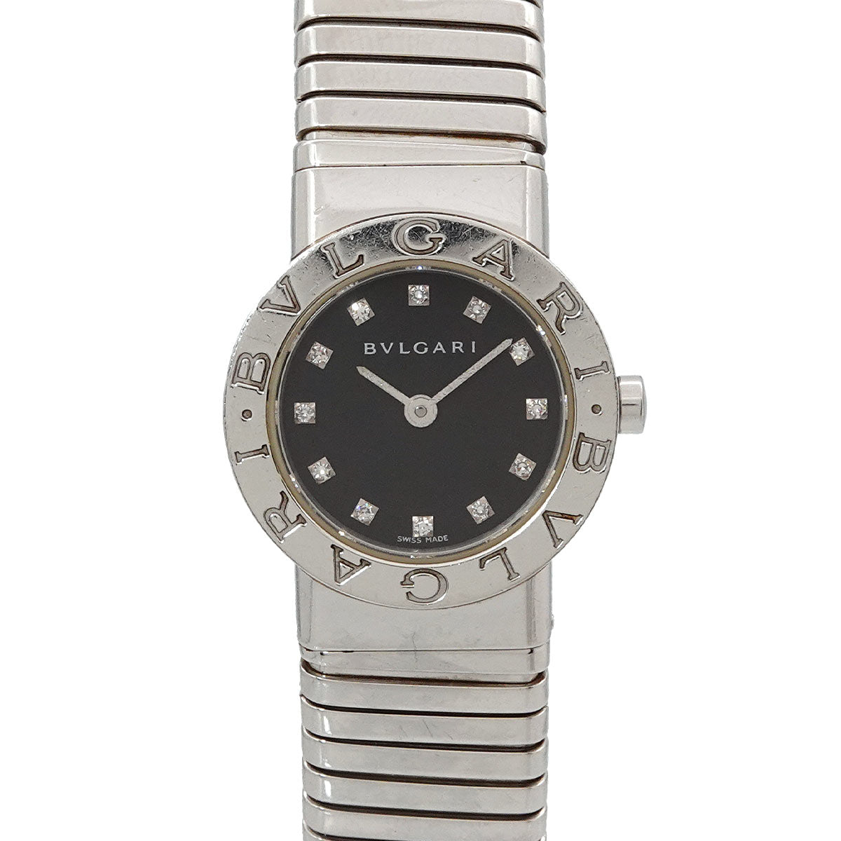 BVLGARIBVLGARI Tubogas BB232TS 12P Diamond Black Dial Ladies