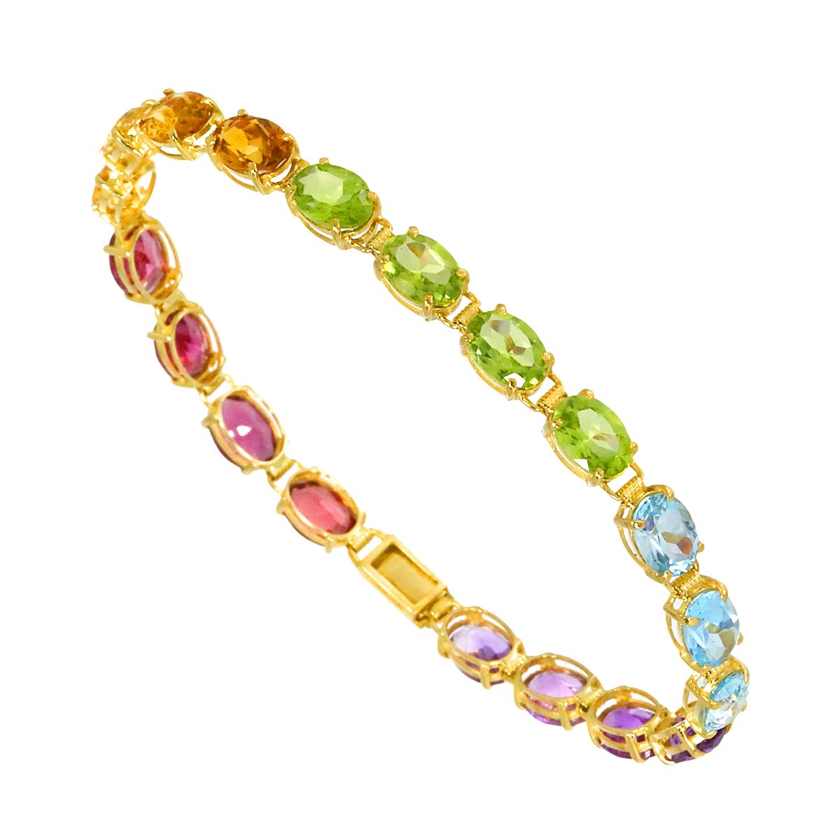 Multi-Stone Bracelet 18K K18 YG Yellow Gold 750
