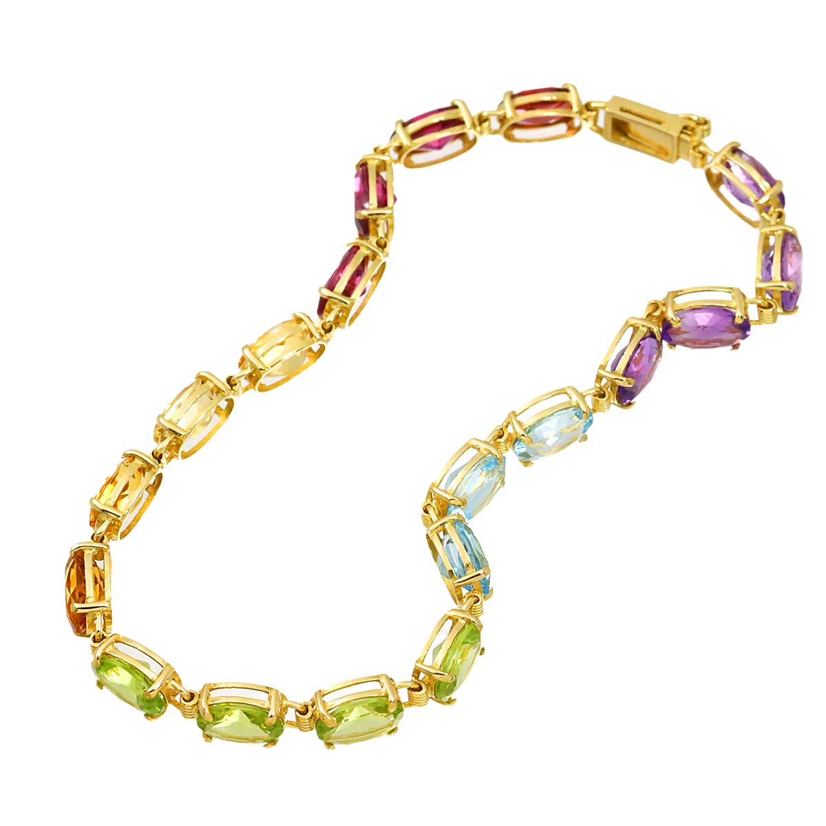Multi-Stone Bracelet 18K K18 YG Yellow Gold 750