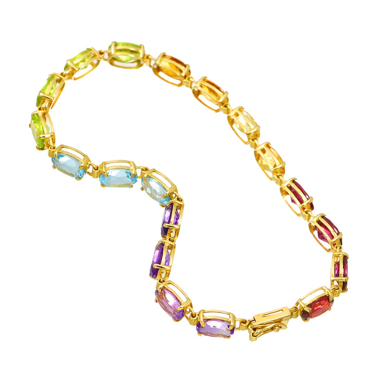 Multi-Stone Bracelet 18K K18 YG Yellow Gold 750