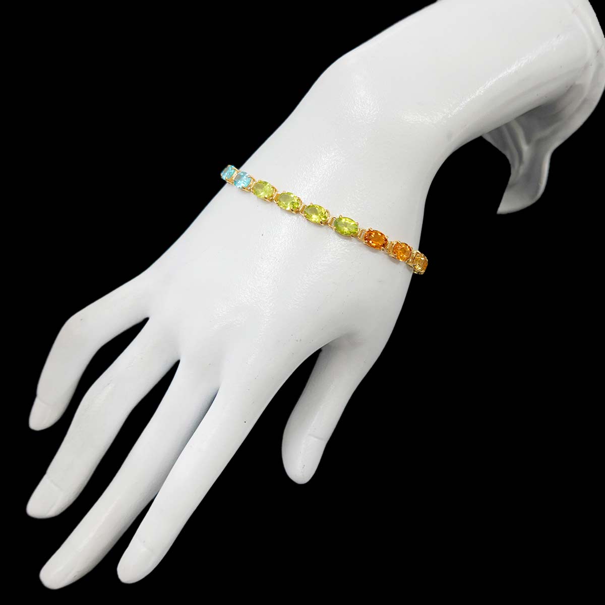 Multi-Stone Bracelet 18K K18 YG Yellow Gold 750