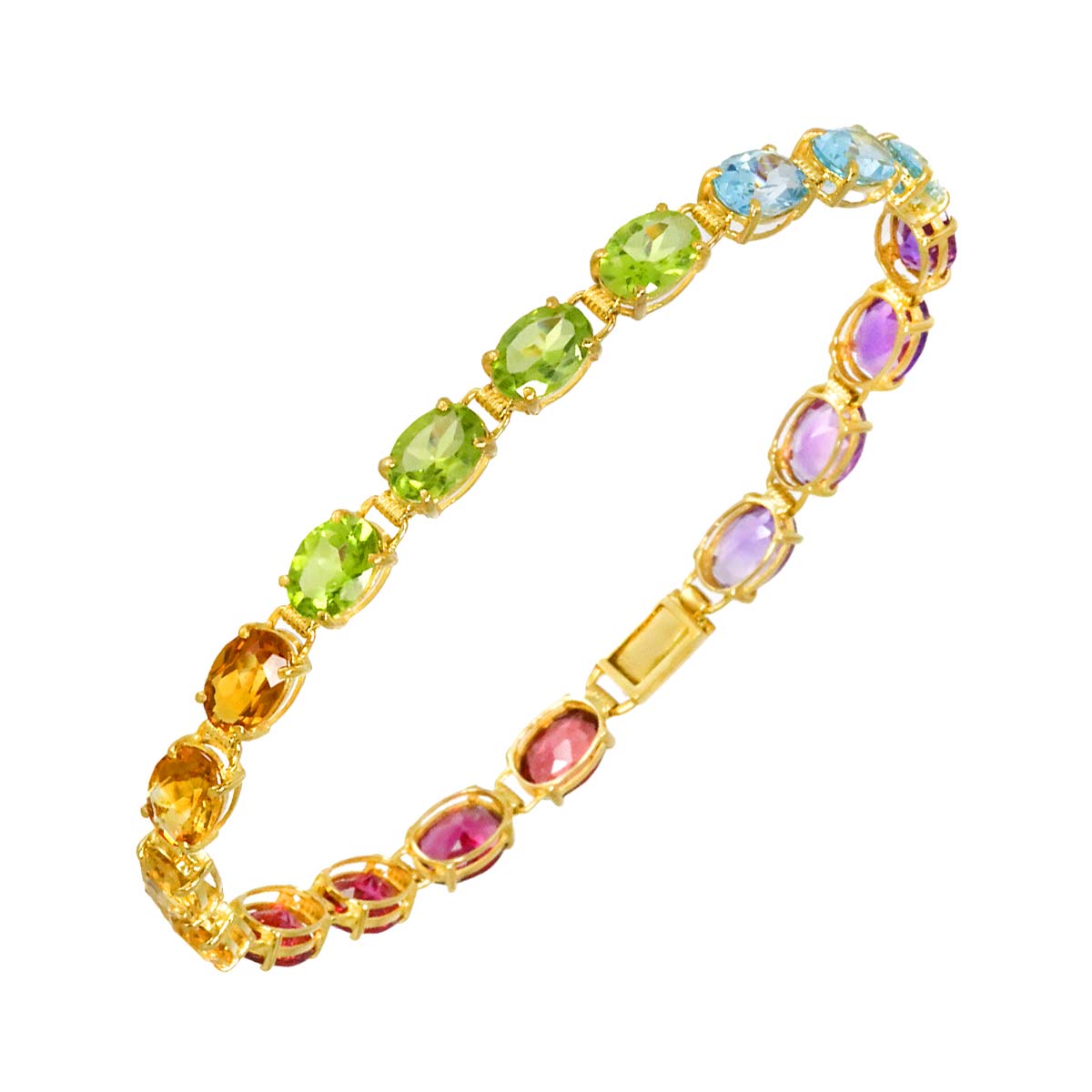 Multi-Stone Bracelet 18K K18 YG Yellow Gold 750