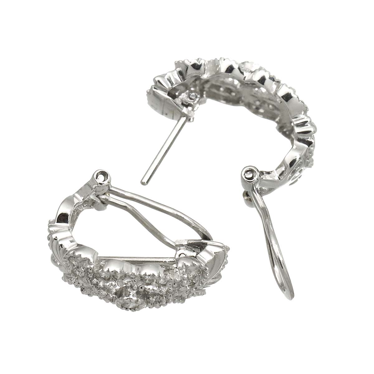Diamond 0.21ct/0.21ct Earrings Pierced Clip-on 18K K18 WG 750