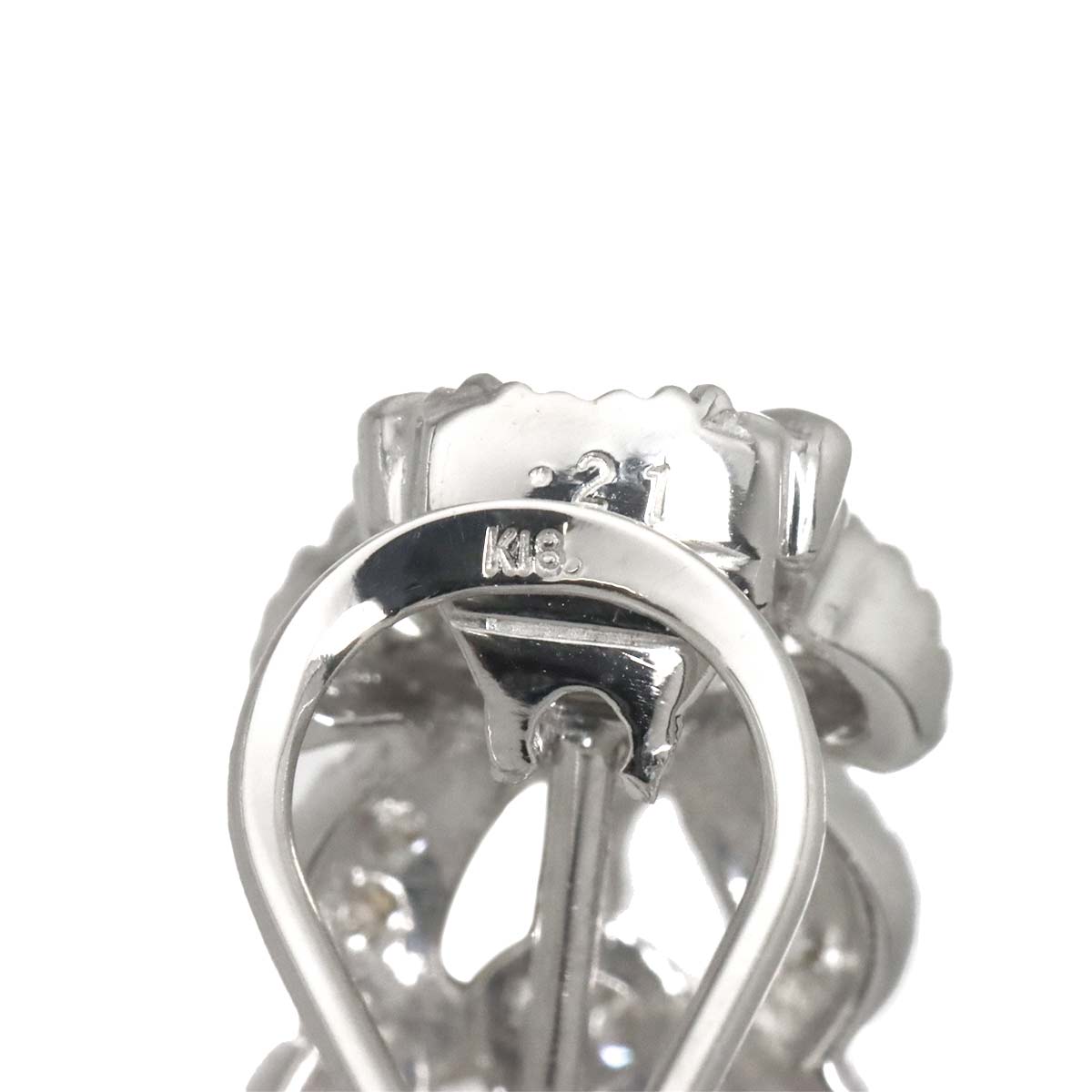 Diamond 0.21ct/0.21ct Earrings Pierced Clip-on 18K K18 WG 750