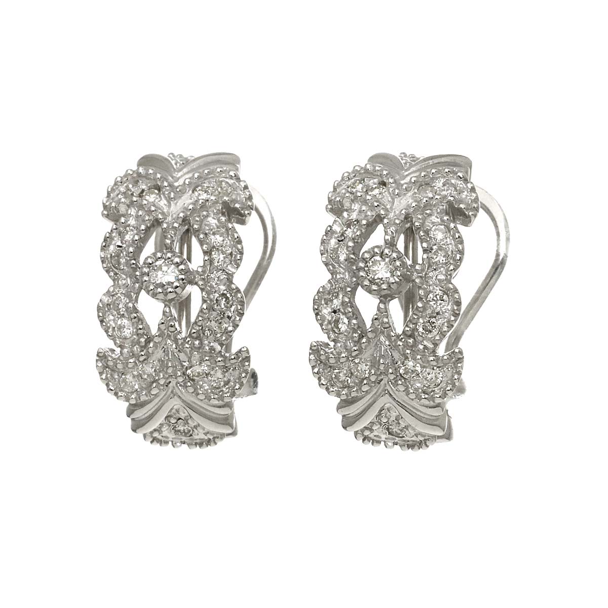Diamond 0.21ct/0.21ct Earrings Pierced Clip-on 18K K18 WG 750