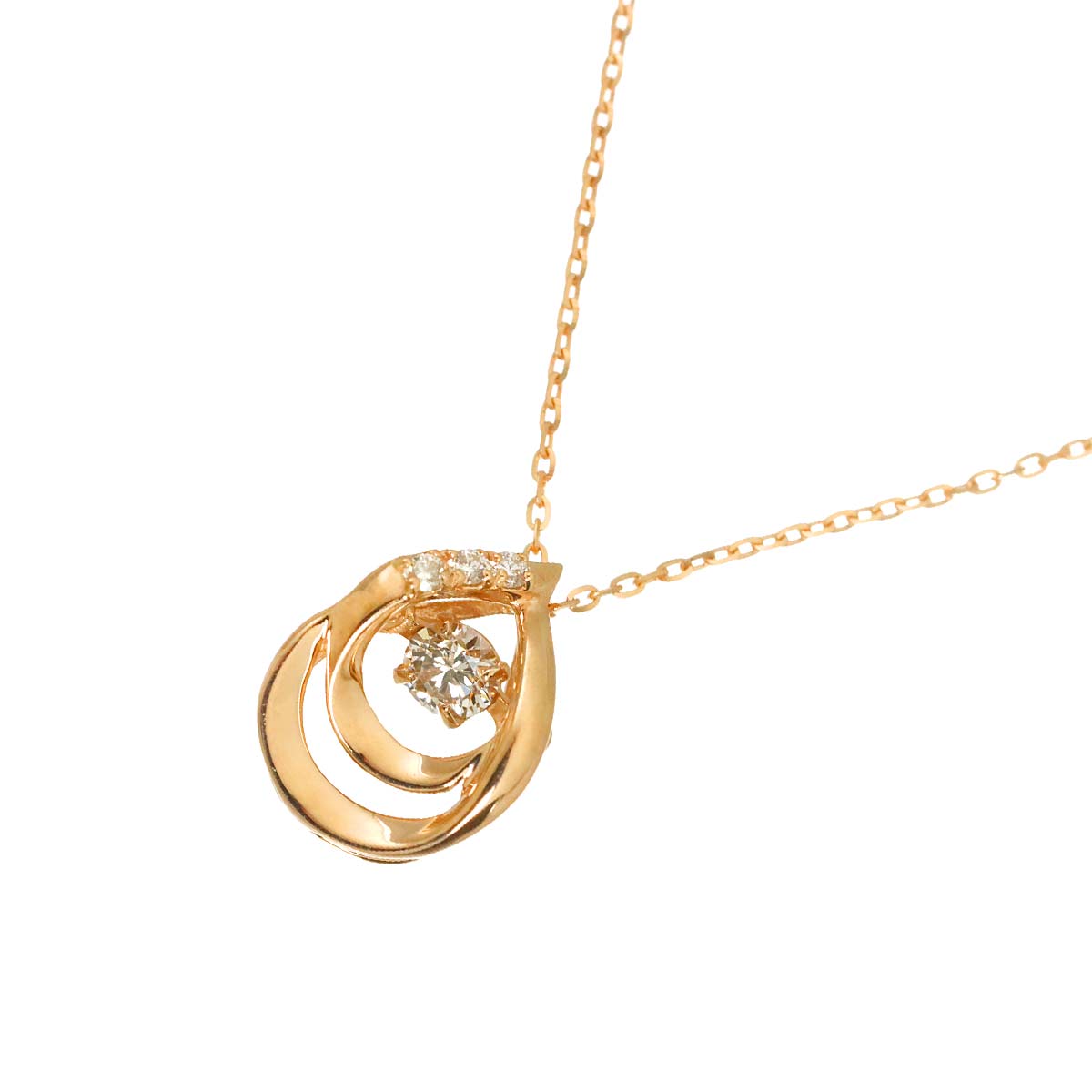 Diamond 0.10ct Necklace 18K K18 PG Pink Gold